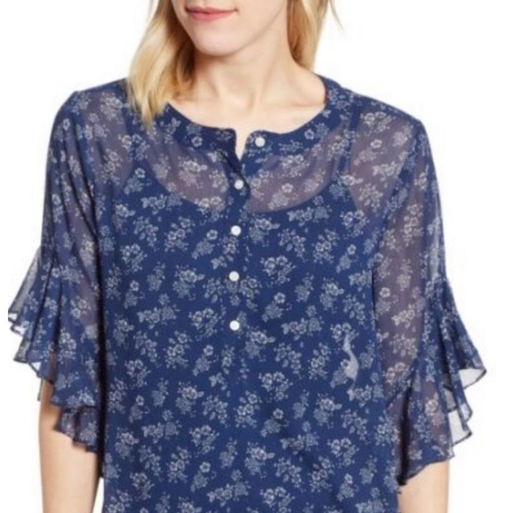 Vince Camuto Sheer Ruffle Blouse